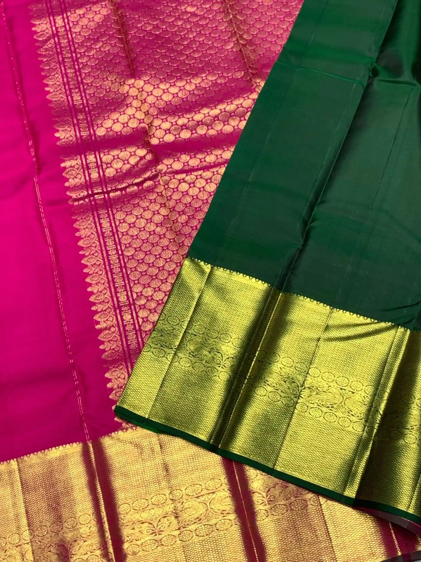 Rich Pink Kanchipuram Handloom Bridal Silk Saree